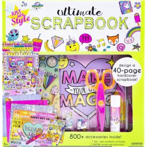 Just My Style Ultimate Scrapbook, Personalize and Decorate A 40-Page DIY Scrapbook, Great for Travel, Road Trips & On-The-Go, Memory Keeper Scrap Book for Kids & Tween Ages 6, 7, 8, 9,Beige(Ultimate)