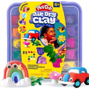 Play-Doh Air Dry Clay Case, Scented Variety Pack, 13 Air-Dry Clays, Fun Molds, Wiggly Eyes, and Sculpting Tool, Arts and Crafts Supplies, Modeling Clay, Fun Kids Activities, Pottery