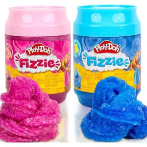 Play-Doh Fizzie 2-Pack, 1 Can of Two-Toned Pink Strawberry-Scented, 1 Can of Two-Toned Blue Raspberry-Scented, Cool Sensory Toys, Gifts for Kids, Tween Party Favors, Goodie Bag Stuffers(Fizzie)