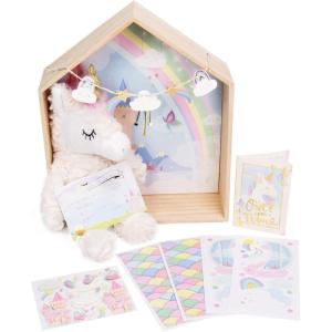 Story Magic Unicorn Dream Dollhouse by Horizon Group USA,Plush Unicorn Doll,Pretend Play Activity,Decorate Wooden Doll House With Stickers,Play Scene & More!Includes Stuffed Animal,Perfect For Ages 4+(Unicorn)