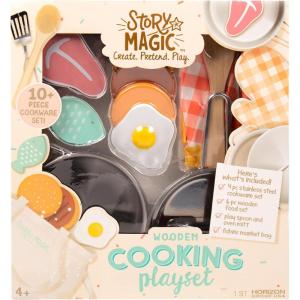 Story Magic Wooden Farm-to-Table Cutting Set, Wooden Play Food Toy, Kids Wood Cutting Fruits & Veggies, Toddler Cooking Pretend Play Kitchen Set(Cooking Playset)