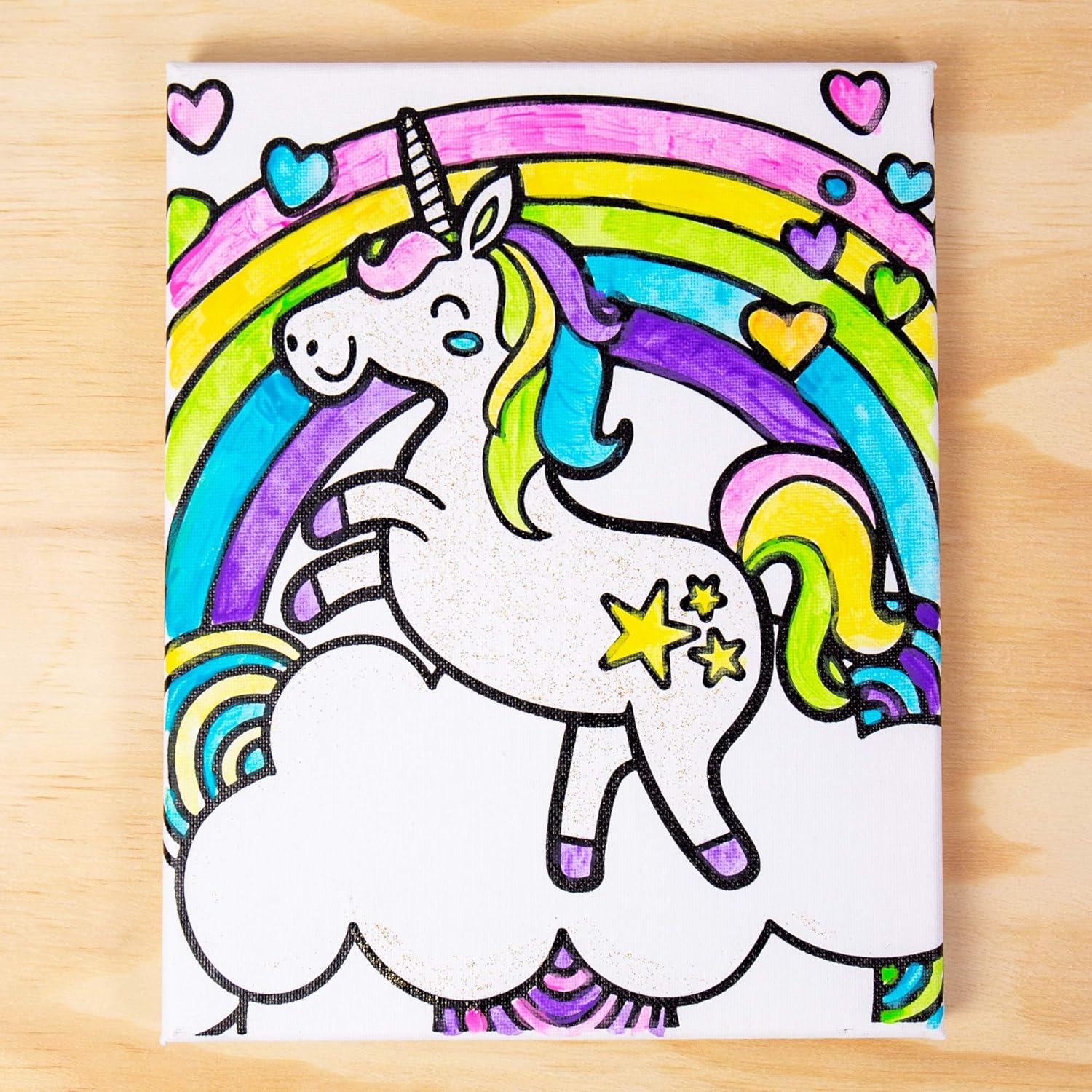 imageHorizon Group USA Set 6 Acrylic Paint Colors 1 Paintbrush 8 in x 10 in Rainbow Unicorn