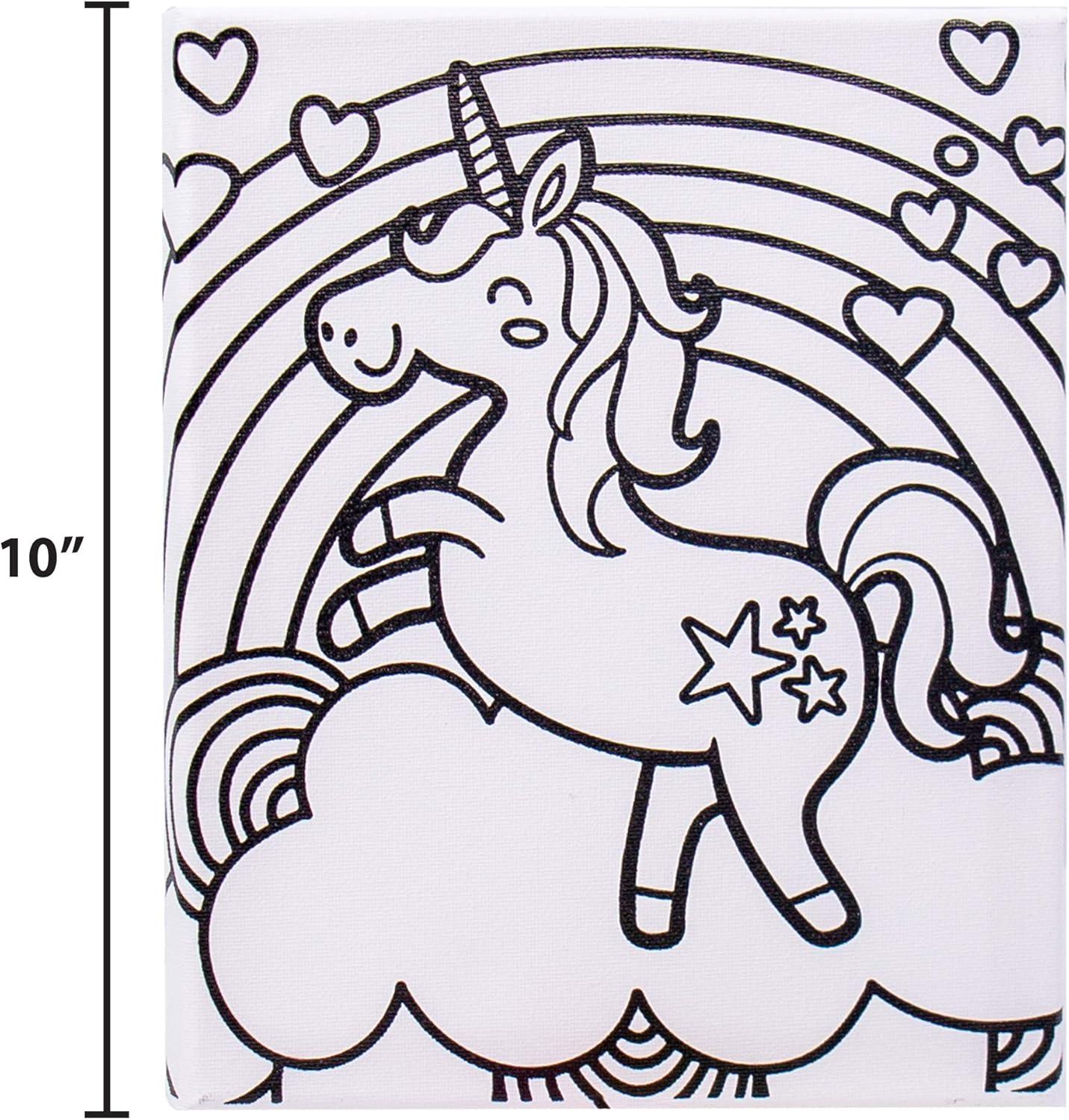 imageHorizon Group USA Set 6 Acrylic Paint Colors 1 Paintbrush 8 in x 10 in Rainbow Unicorn