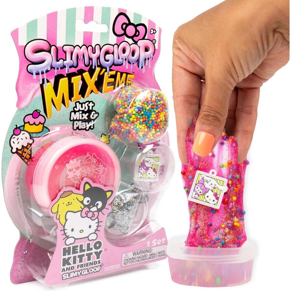 imageKuromi SLIMYGLOOP MixEMS Slime Collectible Charm with Fun AddIns Hello Kitty and Pink Glitter Slime Party Favors for Kids 812 Girls Toys Age 68 Sanrio StuffHello Kitty
