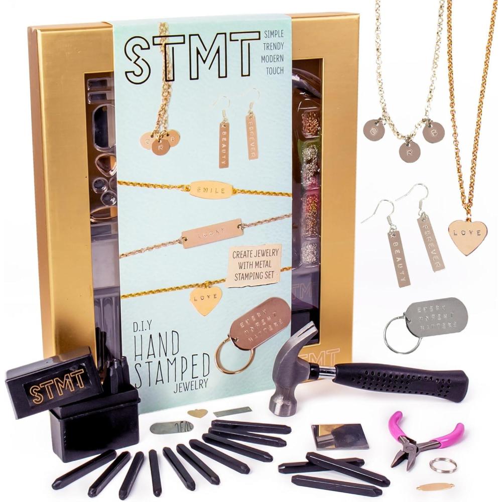 imageSTMT DIY Infinity Jewelry Kit Make 10 Forever Bracelets Permanent Bracelet Chains No Welding Needed CustomFit Unisex Multi LifeSize Not Foldable Ages 8Hand Stamped