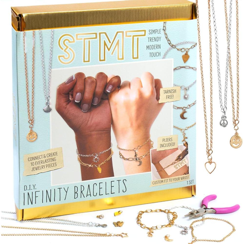 imageSTMT DIY Infinity Jewelry Kit Make 10 Forever Bracelets Permanent Bracelet Chains No Welding Needed CustomFit Unisex Multi LifeSize Not Foldable Ages 8Infinity