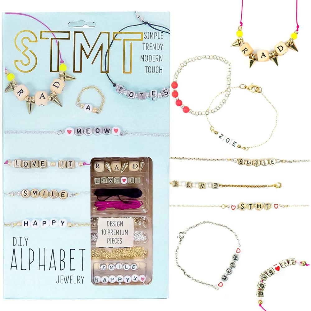 imageSTMT DIY Infinity Jewelry Kit Make 10 Forever Bracelets Permanent Bracelet Chains No Welding Needed CustomFit Unisex Multi LifeSize Not Foldable Ages 8Alphabet