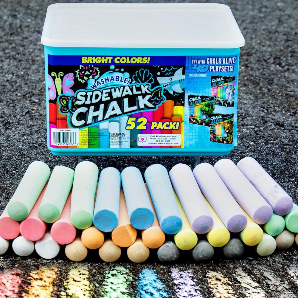 imageby Horizon Group USA Augmented Reality Chalk Art Watch Your Drawings Come Alive Includes 18 Interactive Chalks 8 Reusable StencilsSidewalk Chalks 52 Pack
