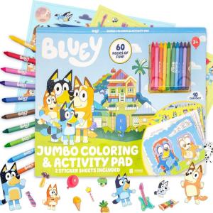 Bluey Repositionable Sticker Pad, Over 165 Removable Stickers & 5 Play Scenes, Jumbo Sticker Pad, Bluey Toys for Kids Ages 3 & Up(Coloring Pad)