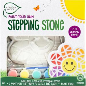 CREATIVE ROOTS Paint Your Own Smiley Daisy Stepping Stone, 7 Inch Stepping Stone Kit with 6 Acrylic Paints and Paintbrush, Great Kids Craft, Painting Kits for Kids Ages 8-12, Creativity for Kids