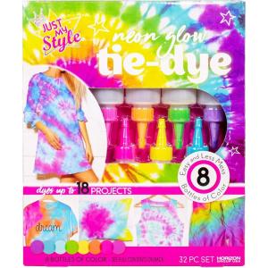 Just My Style Neon Tie-Dye Kit by Horizon Group USA, Create 18 Projects with 8 Colors(Neon Glow)