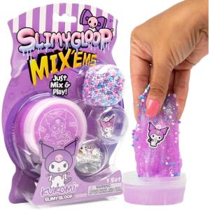 Kuromi SLIMYGLOOP Mix’EMS Slime, Collectible Charm with Fun Add-Ins, Hello Kitty and Pink Glitter Slime, Party Favors for Kids 8-12, Girls Toys Age 6-8, Sanrio Stuff(Kuromi)
