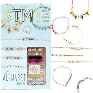 STMT DIY Infinity Jewelry Kit, Make 10 Forever Bracelets, Permanent Bracelet Chains, No Welding Needed, Custom-Fit, Unisex, Multi, Life-Size, Not Foldable, Ages 8+(Alphabet)
