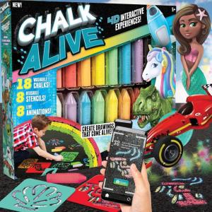 by Horizon Group USA, Augmented Reality Chalk Art, Watch Your Drawings Come Alive. Includes, 18 Interactive Chalks, 8 Reusable Stencils.(Jumbo 18-Pack)