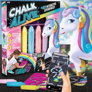 by Horizon Group USA, Augmented Reality Chalk Art, Watch Your Drawings Come Alive. Includes, 18 Interactive Chalks, 8 Reusable Stencils.(Unicorn  Mermaid & Butterfly)
