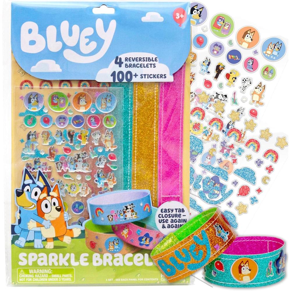 image:imageHello Kitty and Friends Sparkle Bracelets Customize 4 Reversible Glitter Bracelets for Kids with Puffy Stickers Kawaii Jewelry Craft Cute Girls Jewelry Kit DIY Accessories Gift Ages 3Bluey