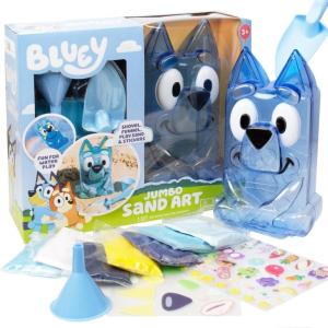 Bluey Jumbo Sand Art, Reusable Bluey Toys, Fill with Sand or Water, Includes Waterproof Bluey Doll, Kids Shovel and Funnel, Fun Sensory Toys for Kids, Great Toddler Activities, Toddler Travel Toys(Bluey)
