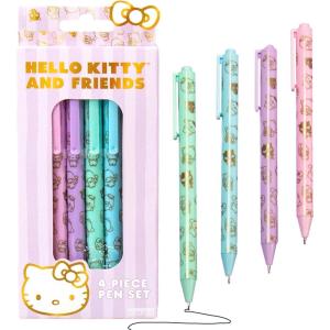 Hello Kitty & Friends 4-Piece Pen Set, My Melody, Kuromi, School and Office Supplies, Stationery