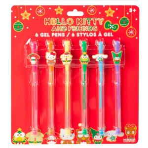 Hello Kitty and Friends Holiday Gel Pens, 6-Pack, Fun Sanrio Pen Toppers Included Featuring My Melody, Hello Kitty, Pompompurin, Keroppi & More, Sanrio Stuff, Cute School Supplies, Stocking Stuffers
