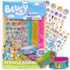 Hello Kitty® and Friends Sparkle Bracelets, Customize 4 Reversible Glitter Bracelets for Kids with Puffy Stickers, Kawaii Jewelry Craft, Cute Girls’ Jewelry Kit, DIY Accessories Gift Ages 3+(Bluey)