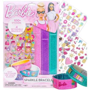 Hello Kitty® and Friends Sparkle Bracelets, Customize 4 Reversible Glitter Bracelets for Kids with Puffy Stickers, Kawaii Jewelry Craft, Cute Girls’ Jewelry Kit, DIY Accessories Gift Ages 3+(Barbie)