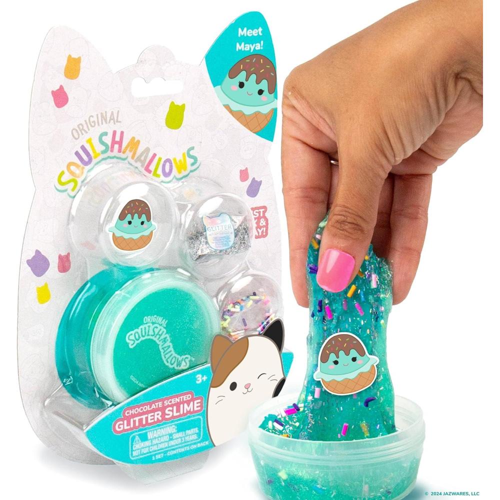 image:imageOriginal Squishmallows Glitter Slime Mini Maya The Ice Cream Charm Chocolate Scented 3 Fun AddIns PreMade Slime for Kids Great 6 Year Old ToysMaya the Ice Cream