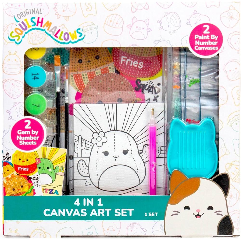 image:imageSquishmallows Original 4in1 Canvas Art Set Paint by Numbers amp Gem Art Crafts