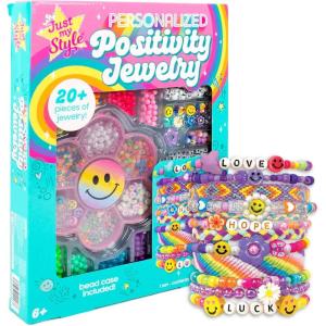 Just My Style Positivity Jewelry, Create Over 20 DIY Bracelets, Design Word Wear with ABC Beads, Friendship Bracelet Bead Kit for Kids Ages 6, 7, 8, 9, Make Your Own Meaningful Positivity Jewelry