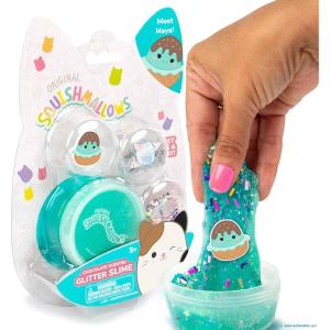 Original Squishmallows Glitter Slime, Mini Maya The Ice Cream Charm, Chocolate Scented, 3 Fun Add-Ins, Pre-Made Slime for Kids, Great 6 Year Old Toys(Maya the Ice Cream)