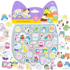 Original Squishmallows Puffy Stickers, 33 Stationery Stickers, Spring Theme