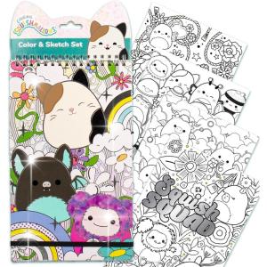 Squishmallows Original DIY Journaling Set, Journaling Kit with Gel Pens, Stickers, Sticky Notes, and Gems, Scrapbook for Kids, Cute Stationary Set, Notebook for Girls, Diary for Girls Ages 8-12(Color & Sketch Set)