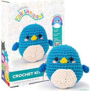 Squishmallows Original Wendy The Frog Crochet Kit, Includes Yarn, Crochet Hook, Starter Hooks, Step-by-Step Tutorials, Exclusive Crochet Kit, DIY Craft, Crochet Kits, Great Teen Gifts(Bebe the Bluebird)