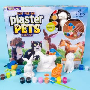 Made By Me Pets Figurines 2 Resin Paintables by Horizon Group USA, Cat & Dog, Acrylic Paints & Brush Included(PYO Ultimate Pets)