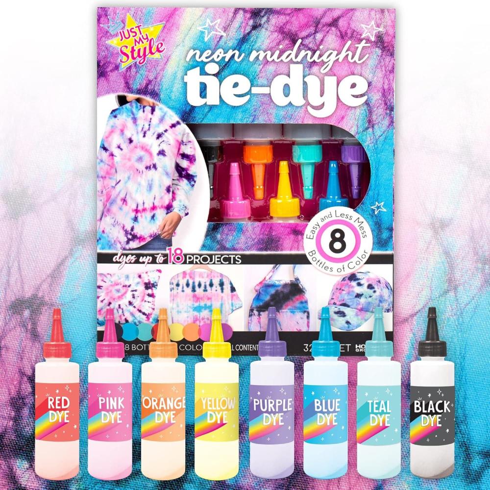 image:imageJust My Style Neon Midnight TieDye DIY Tie Dye Kit Create Up to 18 Tie Dye Accessories Great Tie Dye Craft Set Colorful Fabric Dyes Gloves amp Rubber Bands Perfect Tie Dye Party Supplies Multi