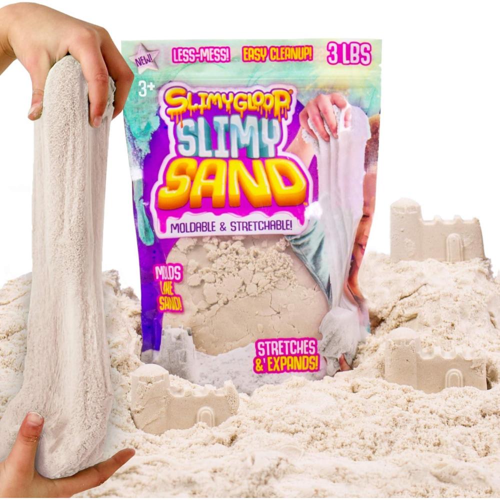 image:imageSLIMYGLOOP Slimy Sand 3 Lbs of Stretchable Expandable Moldable Cloud Slime Non Stick Slimy Play in A Resealable Bag Great for Sensory Bins Sensory Toys for LessMess Fun Ages 3 4 5 6 7Sand