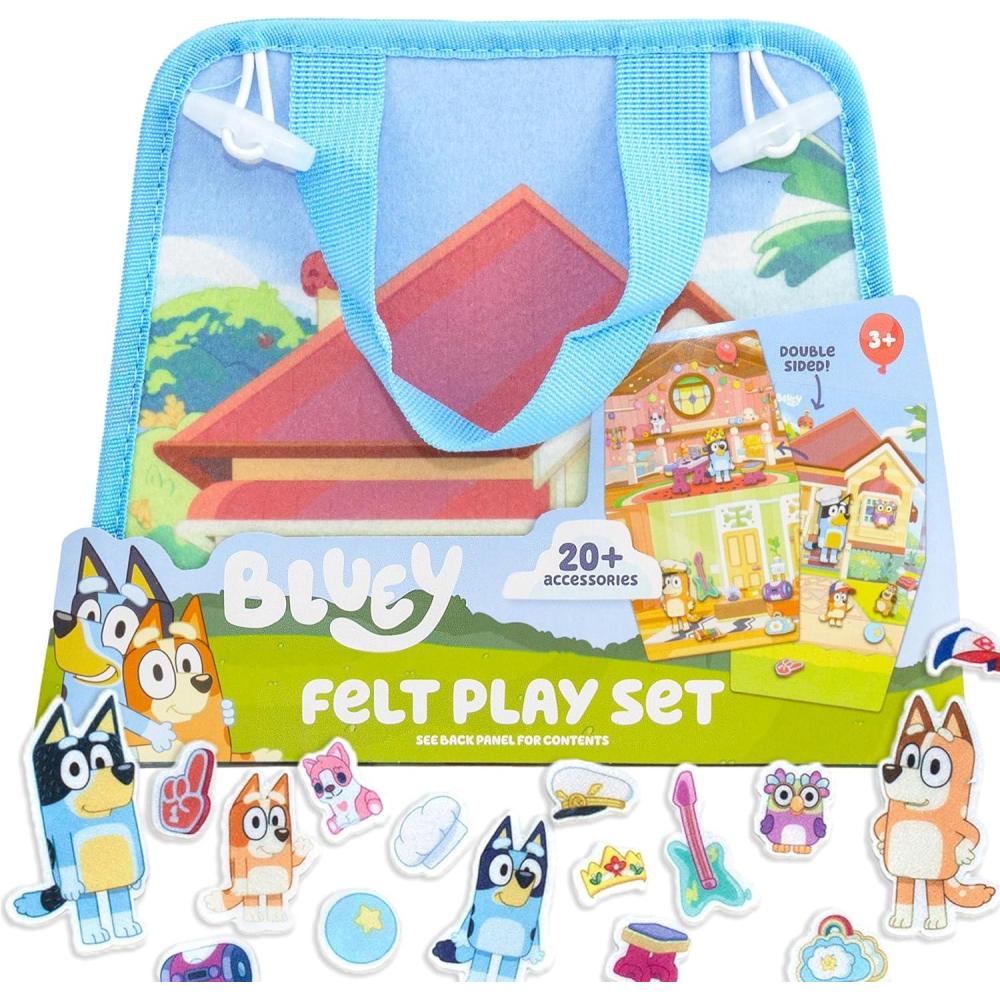 image:imageBluey Felt Playhouse DoubleSided Play Scene with Builtin Storage 20 Felt Characters amp Accessories TravelFriendly Bluey Toys Road Trip Essentials Toddler Activities Fun Toys amp Games