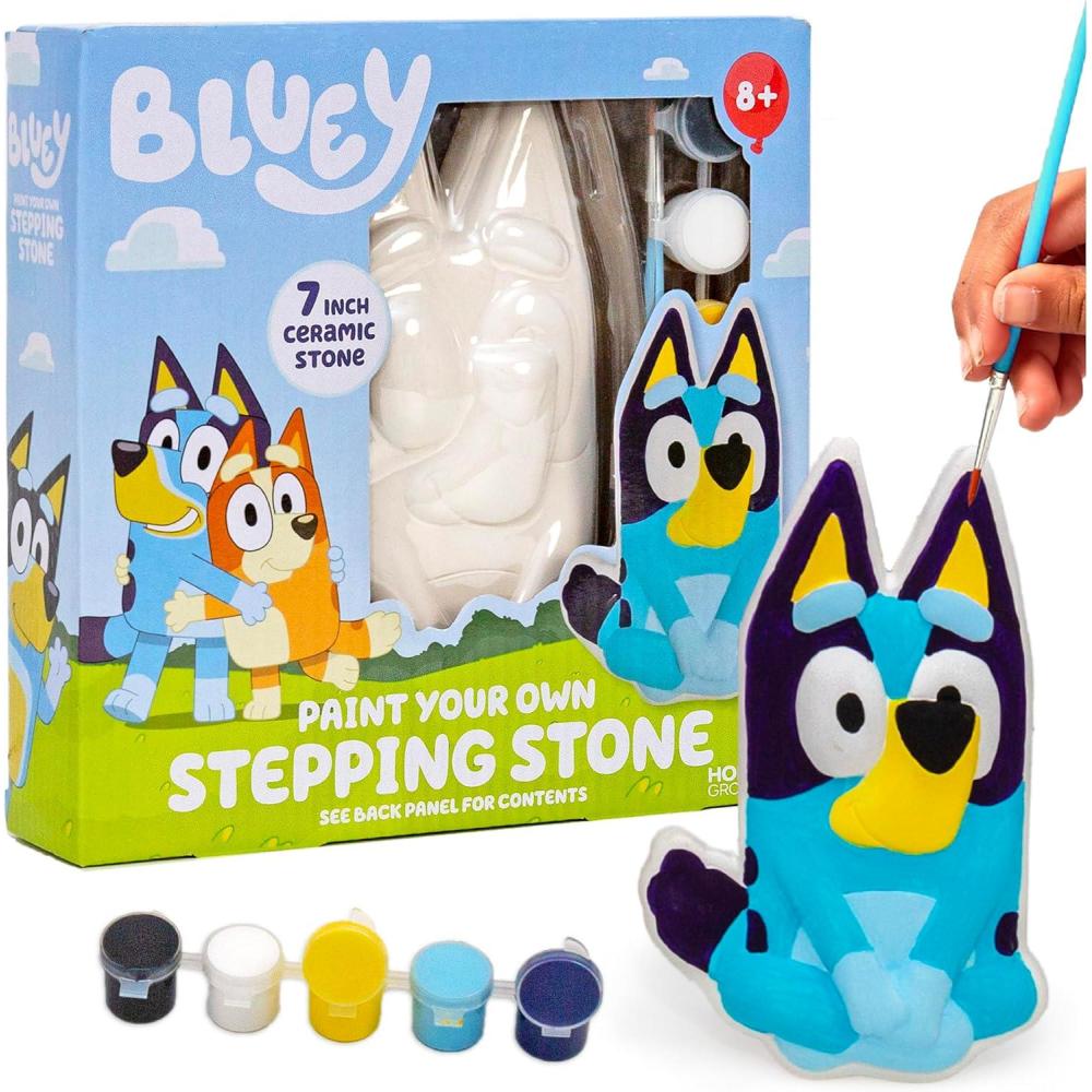 image:imageBluey Paint Your Own Ceramic Stepping Stone Kit Measures 7 Inches Includes Acrylic Paints amp Paintbrush