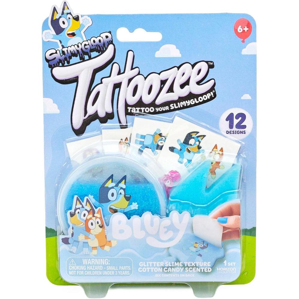 image:imageBluey SLIMYGLOOP Tattoozee Scented Blue Slime Tattoo Transfer Slime Kit Sensory Play for Kids Ages 6