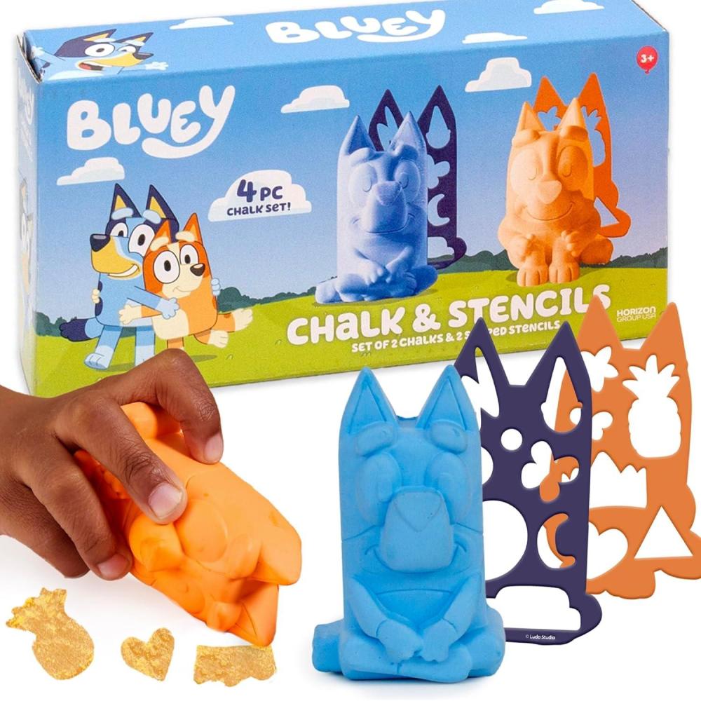 image:imageBluey Sidewalk Chalk amp Reusable Stencils 4Piece Art Kit