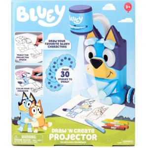 Bluey Draw ’N Create Projector Toy, Includes Slides to Trace & Color Scenes with Crayons, Batteries Required