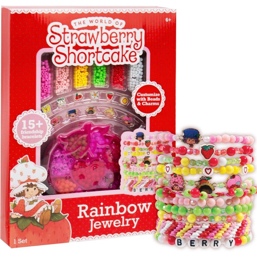 image:imageStrawberry Shortcake Rainbow Jewelry DIY Friendship Bracelet Kit Create Over 15 Accessories Includes Beads Metal Charms Cording StrawberryShaped Bead Case