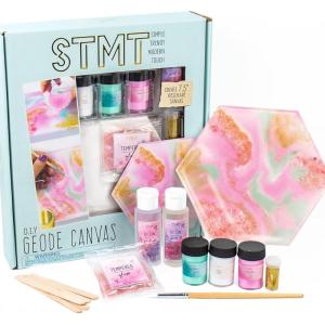 STMT D.I.Y. Geode Canvas Set, Contemporary Resin Activity Kit, Design Your Own Geometric Wall Art Decor, Unique Pour Paint Kit, Perfect DIY Home Decor Kit, Great Housewarming Gift, Multi, One Size