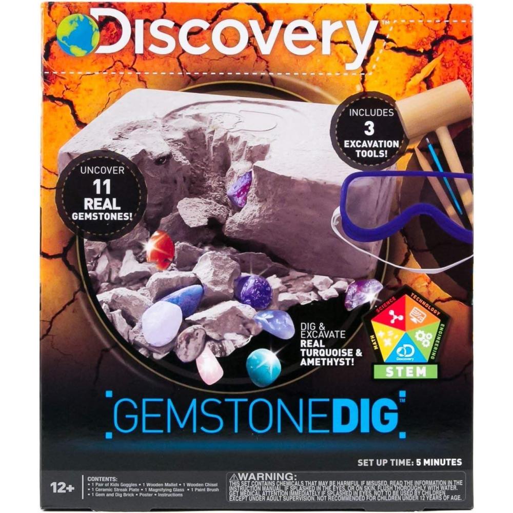 image:imageDiscovery Kids Gemstone Dig Stem Science Kit by Horizon Group Usa Excavate Dig amp Reveal 11 Real Gemstones Includes Goggles Excavation Tools Streak Plate Magnifying Glass amp MoreGemstone Dig