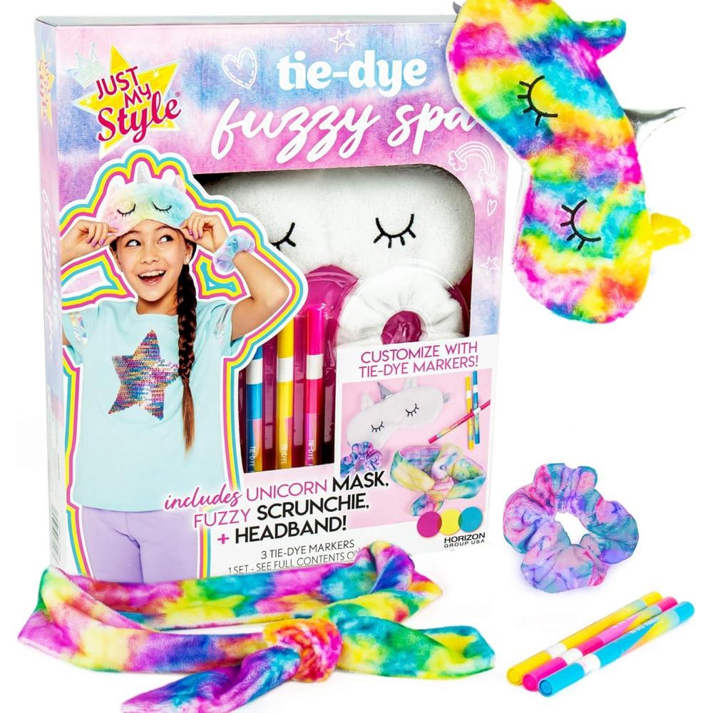 image:imageJust My Style Fuzzy Spa TieDye Set by Horizon Group USA Create 3 Soft TieDye Spa Day Essentials with Vibrant Brush Marker Colors MessFree DIY Kit for KidsFuzzy Spa