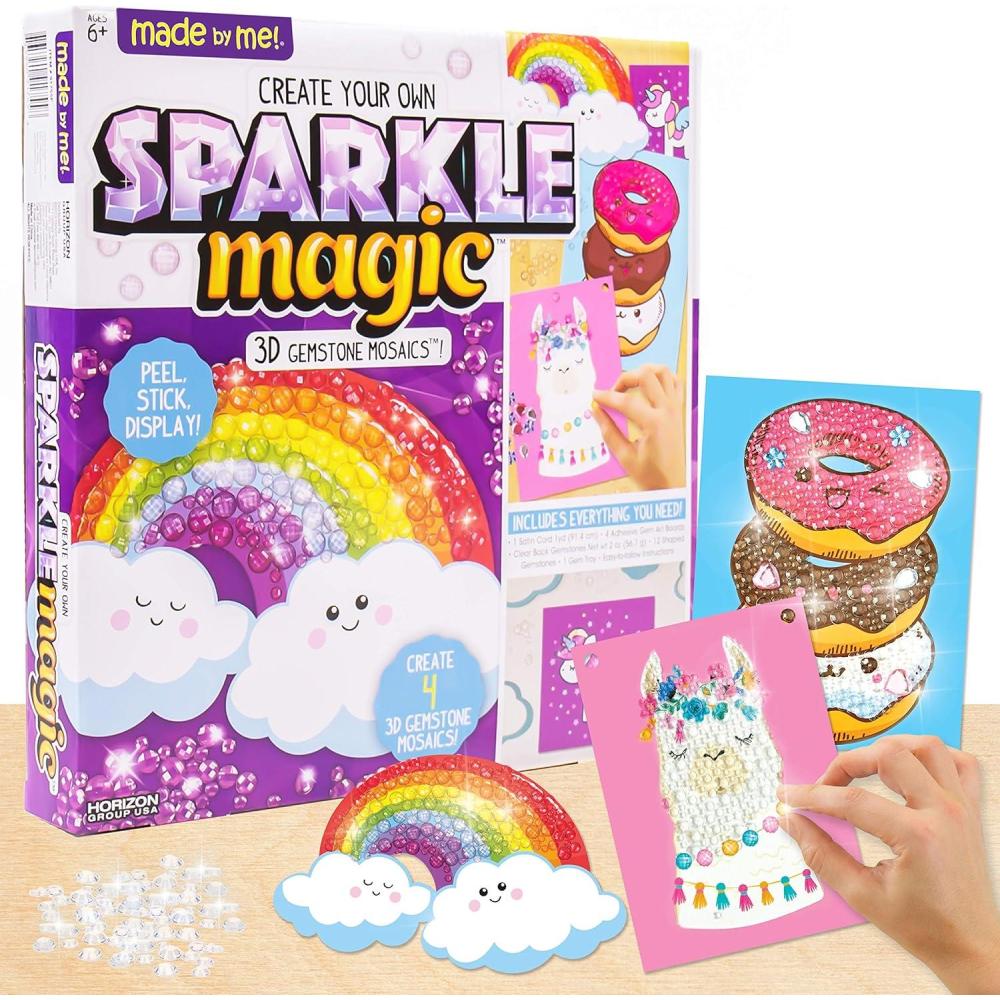 image:imageMade By Me Create Your Own Sparkle Magic 3D Gemstone Mosaics by Horizon Group USA DIY 3D Diamond Art Mosaic Art for Kids Create 4 3D Gemstone Art Peel Stick amp Display MultiGemstone Mosaic