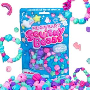Fidgiwear Squishy Beads – Dreamy Blue Theme, Create Fashionable Fidget Jewelry with Scented Squishy Beads for Jewelry Making, Toddler Sensory Bracelet Making Kit for Ages 3+(Blue)