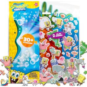 Teenage Mutant Ninja Turtles® Puffy Sticker Playset, Includes 30 Reusable TMNT Stickers & Double-Sided Play Scene, Classic Teenage Mutant Ninja Turtles Toys, Great Travel-Friendly Kids Activities(Spongebob)