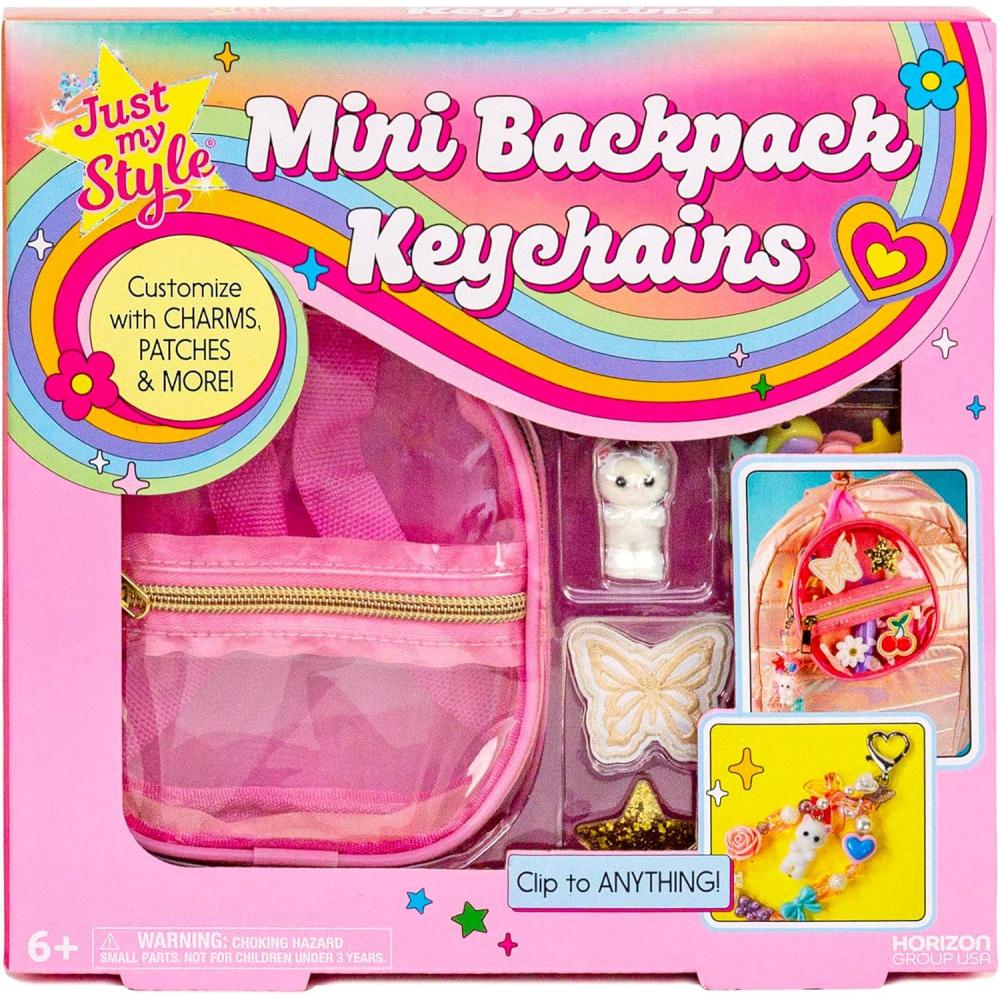 image:imageJust My Style Mini Backpack Keychains Customize Key Chains amp Clip to Anything Includes Adhesive Patches Bag Charms amp Beads for Bracelet Making Custom Bag Clip Bracelet Craft Great Gifts for GirlsMini Keychains