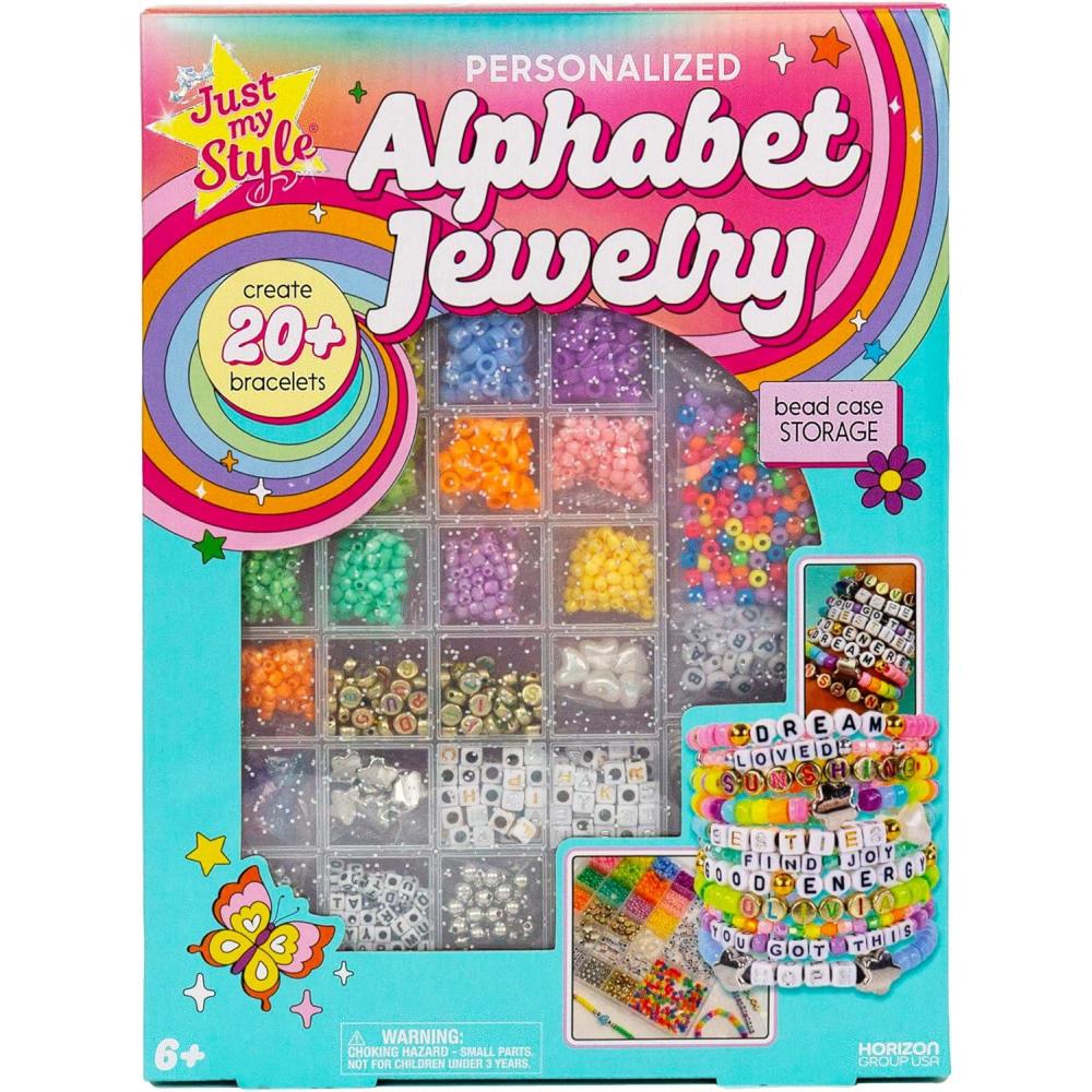 image:imageJust My Style Personalized Alphabet Jewelry Make Over 15 Accessories Bracelet Making Kit with Beads for Jewelry Making Charms for Bracelets amp TravelFriendly Storage Case Great Gifts for Girls