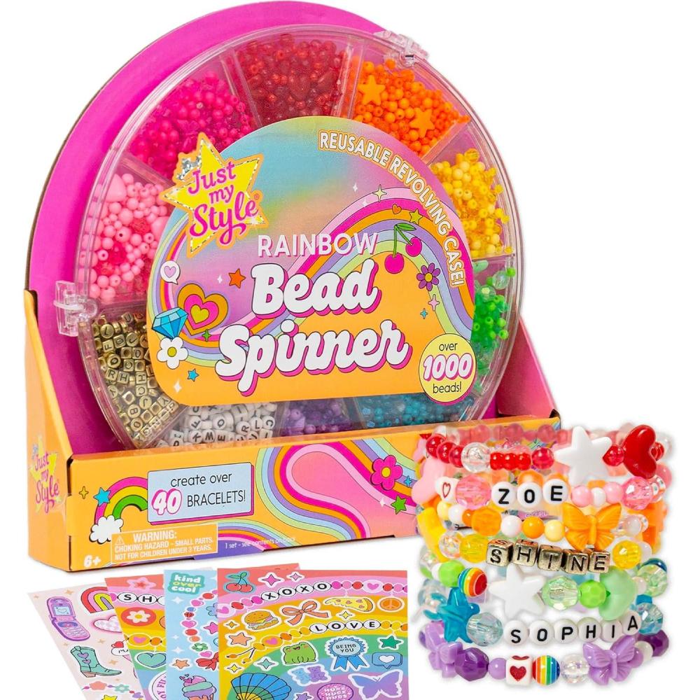 image:imageJust My Style Rainbow Bead Spinner DIY Bracelet Making Kit with Swiveling Bead Case Includes Over 1000 Beads for Bracelet Making Elastic and MoreBead Spinner